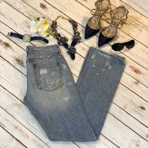 Ruehl No. 925 distress flash paint ripped jeans 28